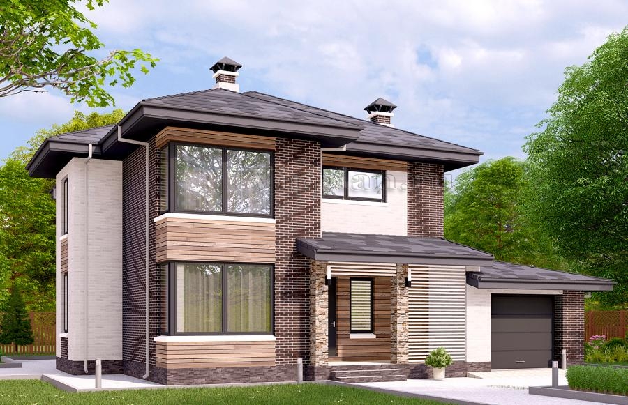 Двухэтажный дом с гаражом, пятью спальнями и террасой.